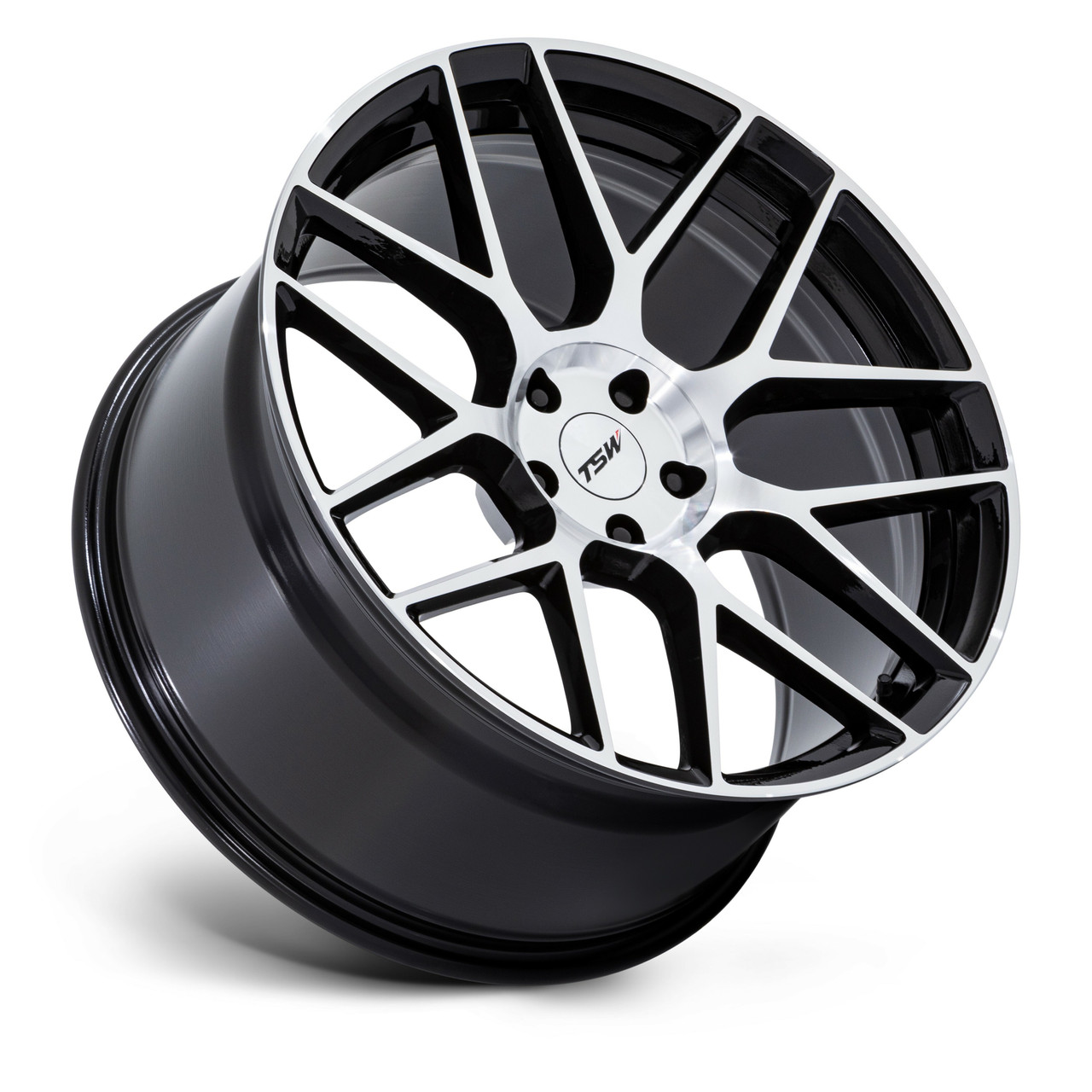 20" TSW TW002 Lasarthe Gloss Black Machined 20x9 5x112 27mm Flow Formed Wheel