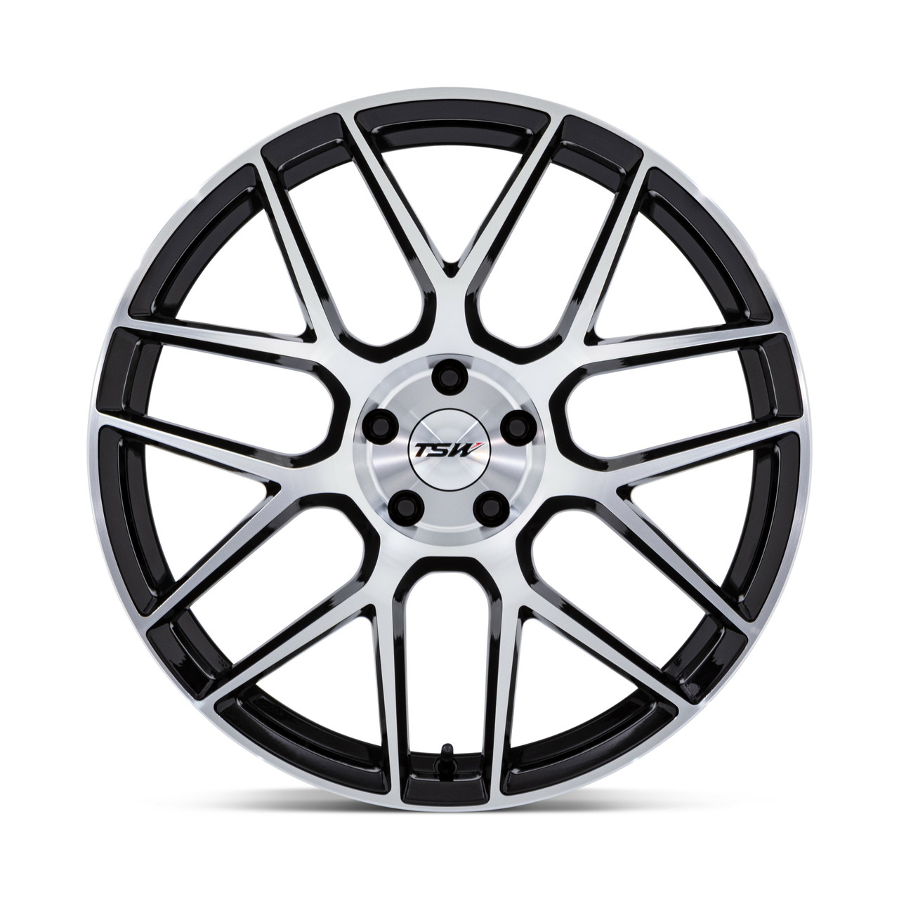 18" TSW TW002 Lasarthe Gloss Black Machined 18x9.5 5x112 22mm Flow Formed Wheel