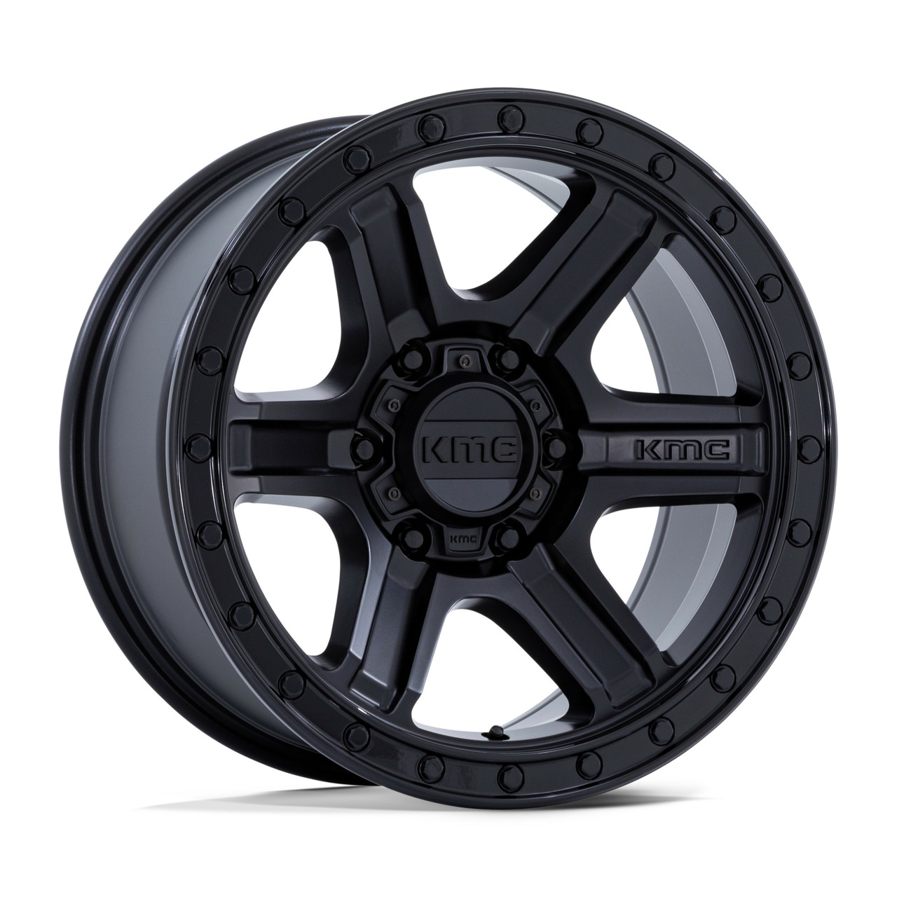 Set 4 18" KMC KM551 Outrun Matte Black Gloss Black Lip 18x9 Wheels 6x5.5 18mm