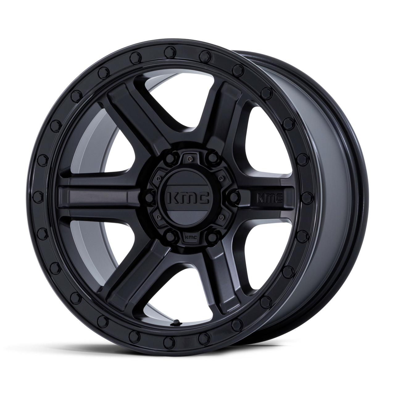 Set 4 18" KMC KM551 Outrun Matte Black Gloss Black Lip 18x9 Wheels 6x5.5 18mm