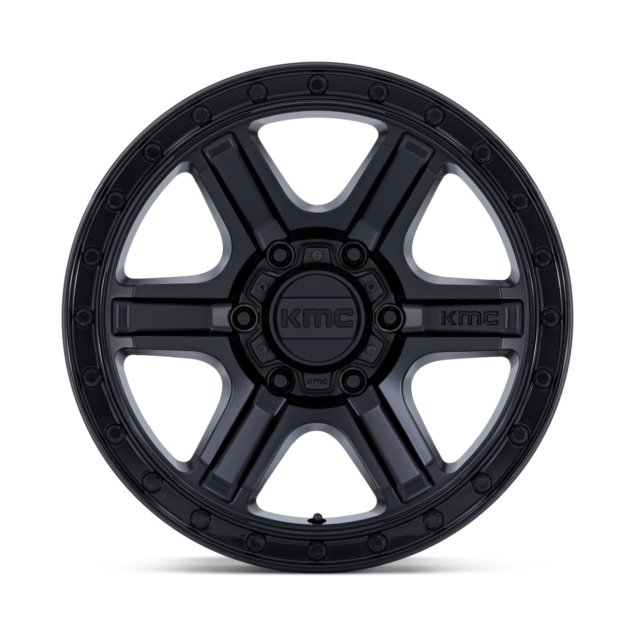 18" KMC KM551 Outrun Matte Black Gloss Black Lip 18x9 Wheel 6x135 18mm Truck Rim