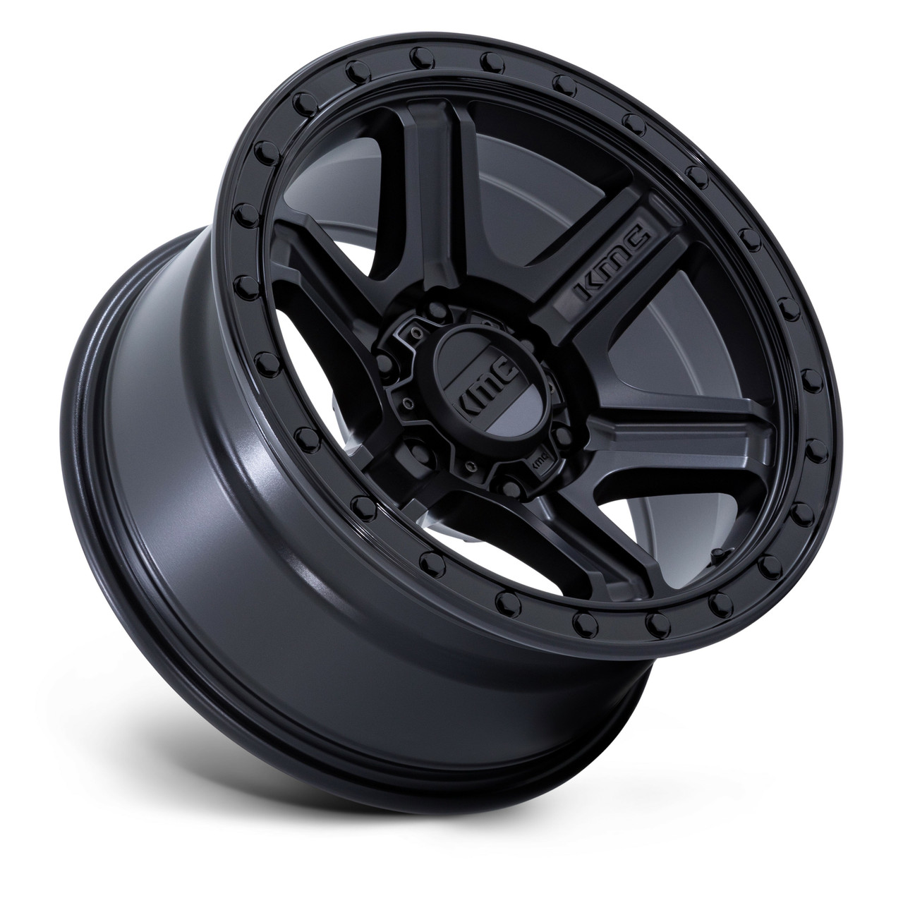 17" KMC Km551 Outrun Matte Black Gloss Black Lip 17x8.5 5x5 -10mm Lifted Wheel