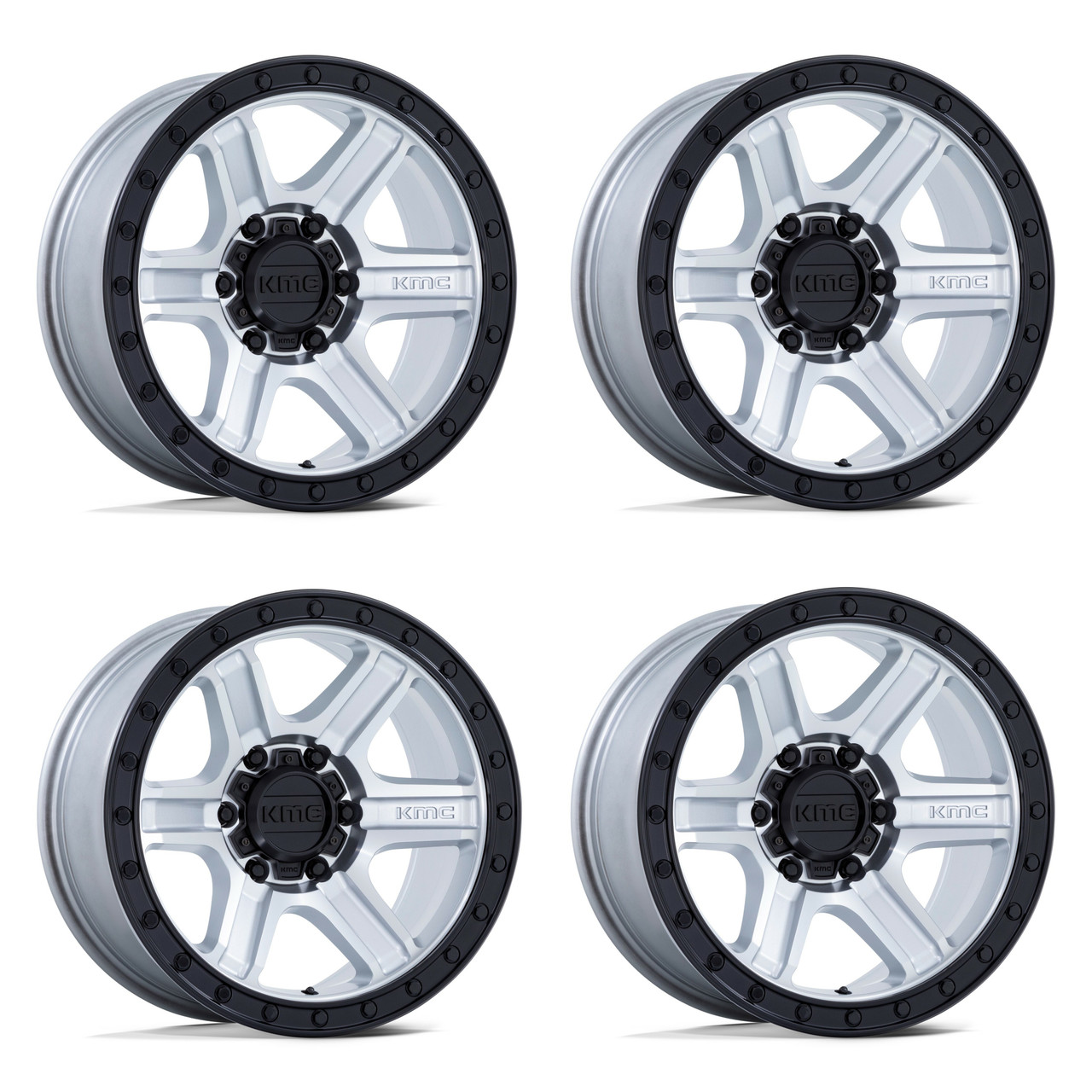 Set 4 18" KMC KM551 Outrun Machined Gloss Black Lip 18x9 Wheels 6x5.5 18mm Rims