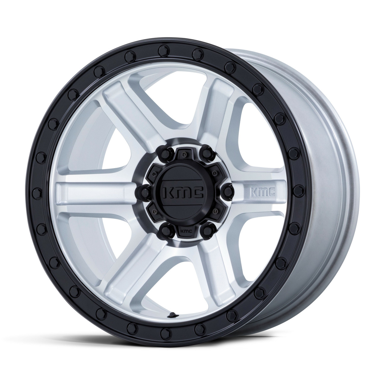 17" KMC KM551 Outrun Machined Gloss Black Lip 17x8.5 6x135 -10mm Lifted Wheel