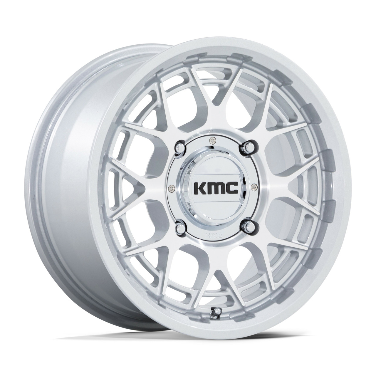 Set 4 15" KMC Powersports KS139 Technic UTV Silver Machined 15x7 4x137 38mm Rims