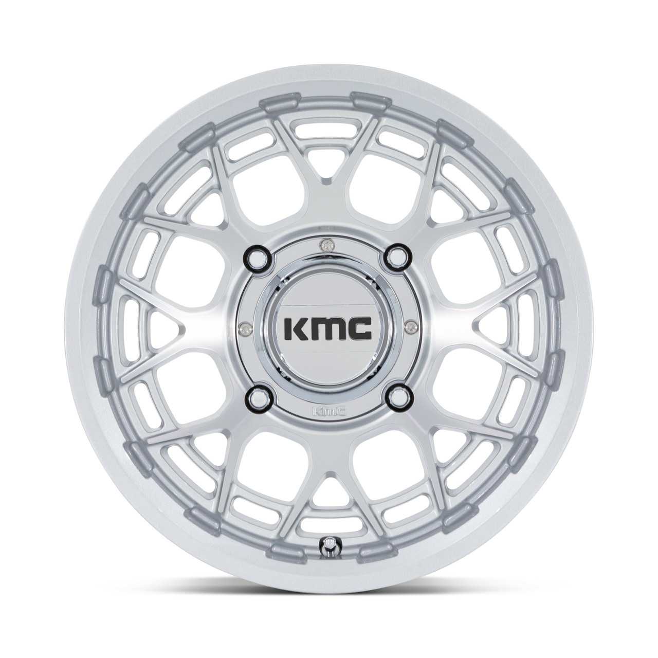 Set 4 15" KMC Powersports KS139 Technic UTV Silver Machined 15x7 5x4.5 38mm Rims