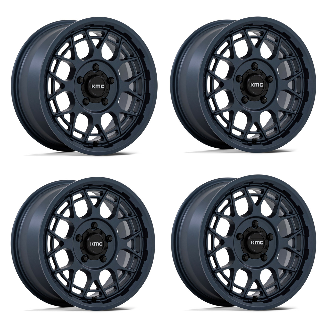 Set 4 15" KMC Powersports KS139 Technic UTV Metallic Blue 15x7 Wheels 4x137 38mm