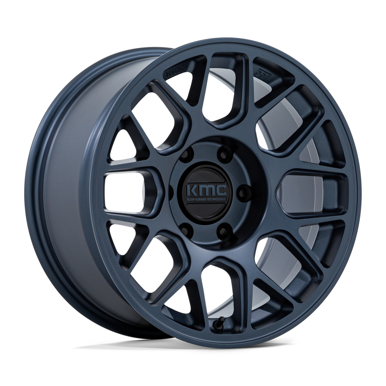 Set 4 17" KMC KM730 Hatchet Metallic Blue 17x8.5 Wheels 5x5 25mm Truck Rim