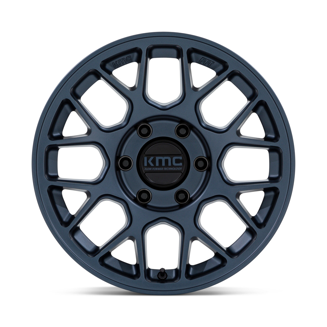 Set 4 17" KMC KM730 Hatchet Metallic Blue 17x8.5 Wheels 5x5 25mm Truck Rim