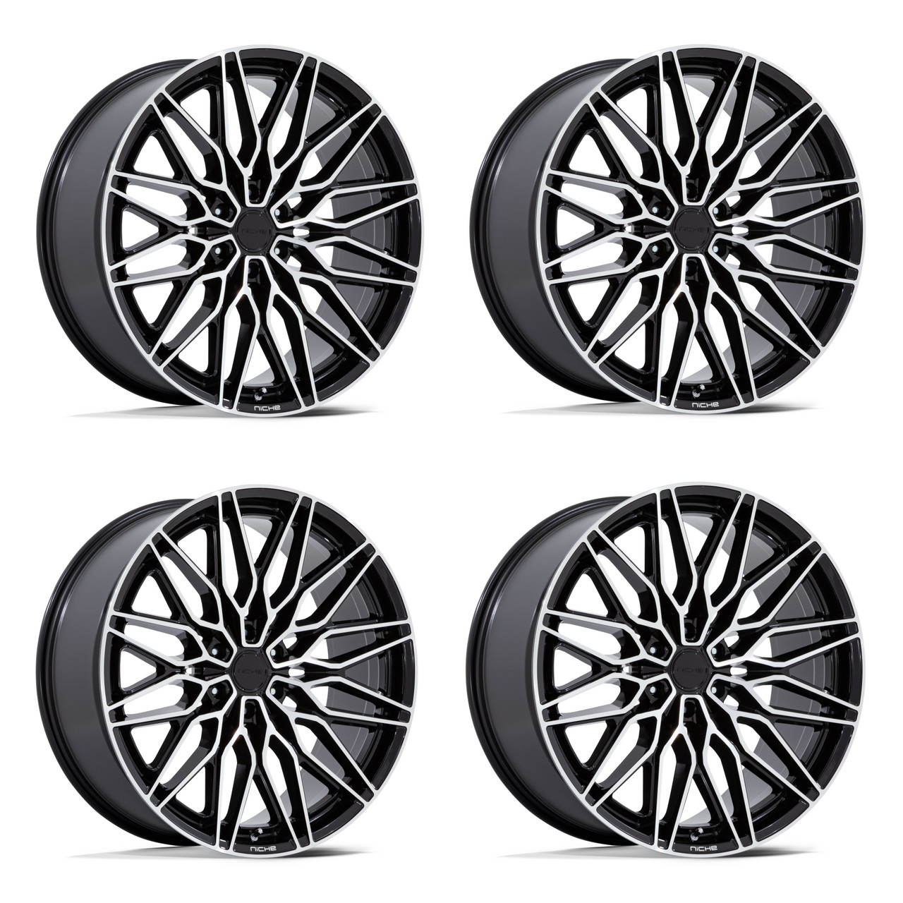 Set 4 22" Niche NC278 Calabria 6 Gloss Black Machined 22x9.5 Wheels 6x5.5 19mm