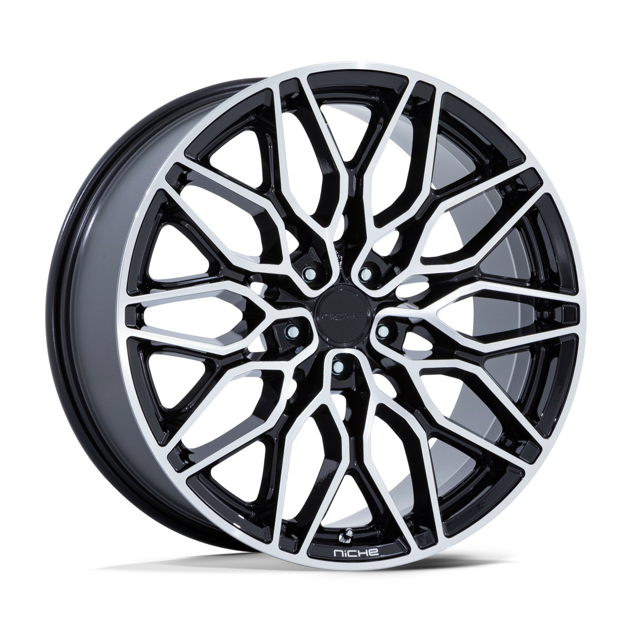 Set 4 20" Niche 1PC NC277 Calabria 5 Gloss Black Machined 20x9 Wheels 5x112 20mm