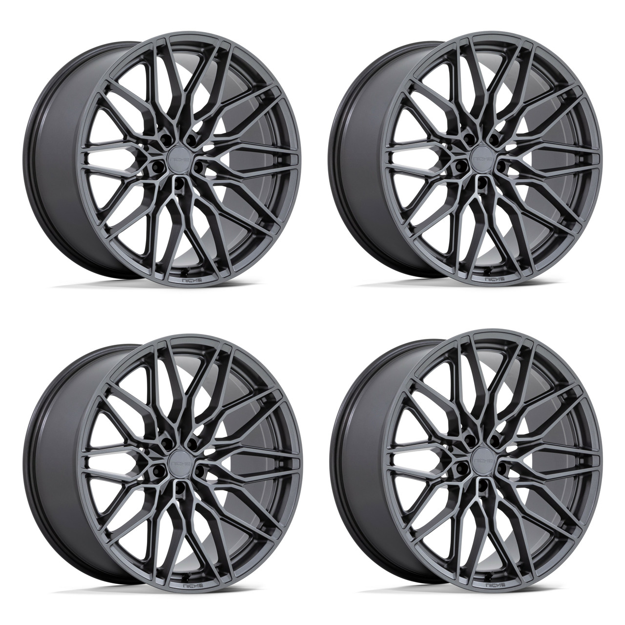 Set 4 20" Niche 1PC NC277 Calabria 5 Matte Gunmetal 20x9 Wheels 5x112 45mm Rim