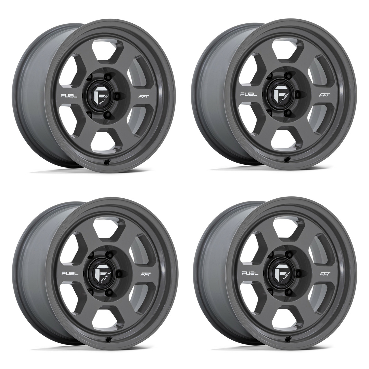 Set 4 17" Fuel FC860 Hype 17x8.5 6x5.5 -10mm Battleship Gray Wheels Truck Rims