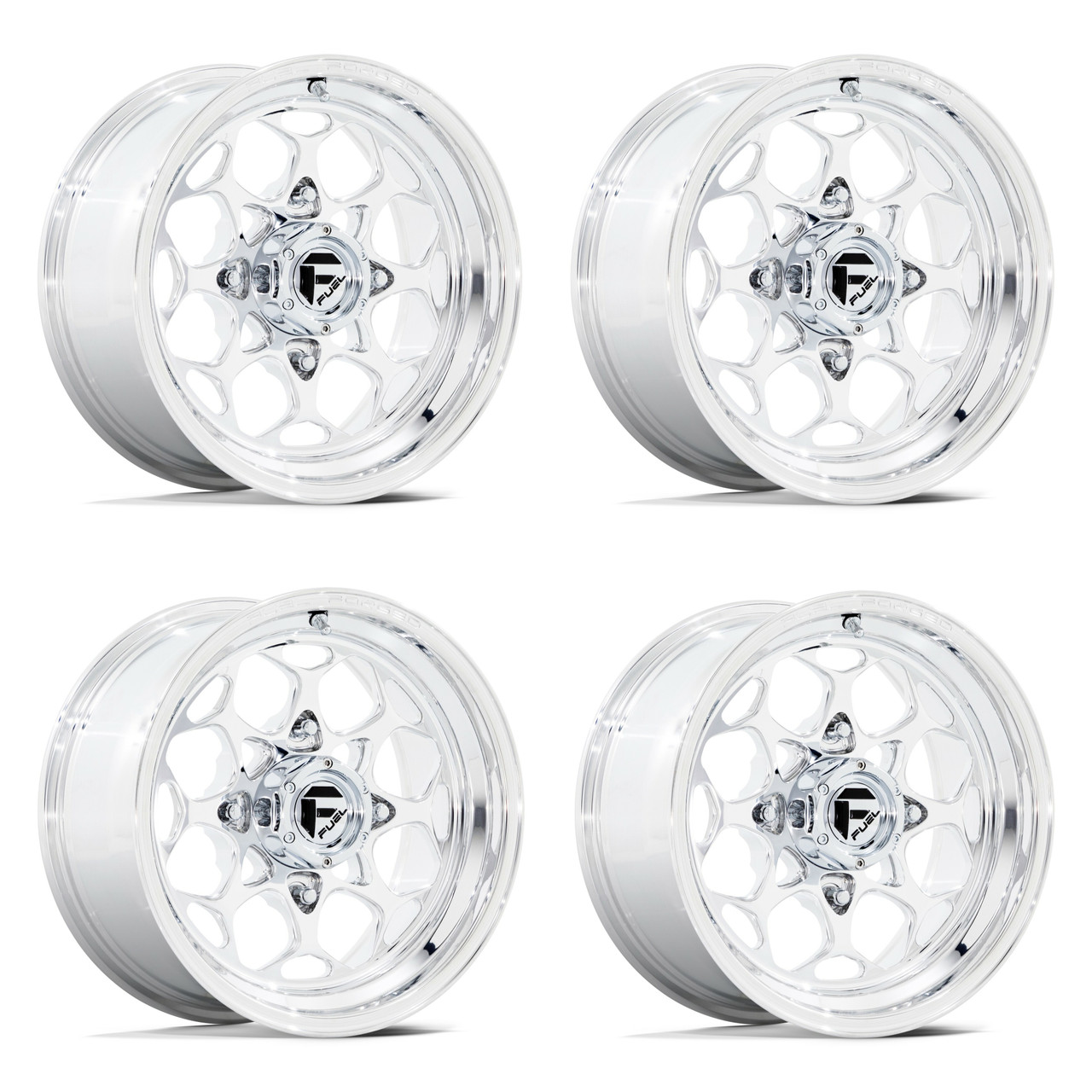 Set 4 15" Fuel UTV FV400 Scepter UTV Polished 15x7 Wheels 4x137 10mm Rims
