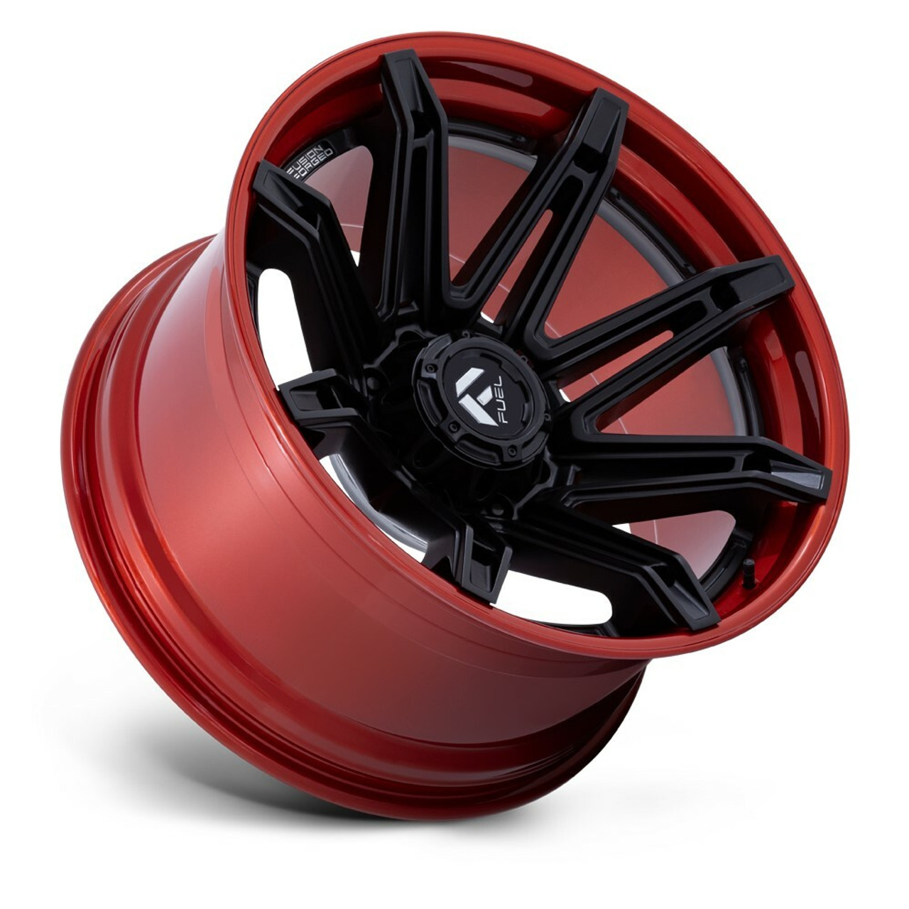 Fuel FC401 Brawl 24x12 8x180 Matte Black Candy Red Lip 24" -44mm For Chevy GMC