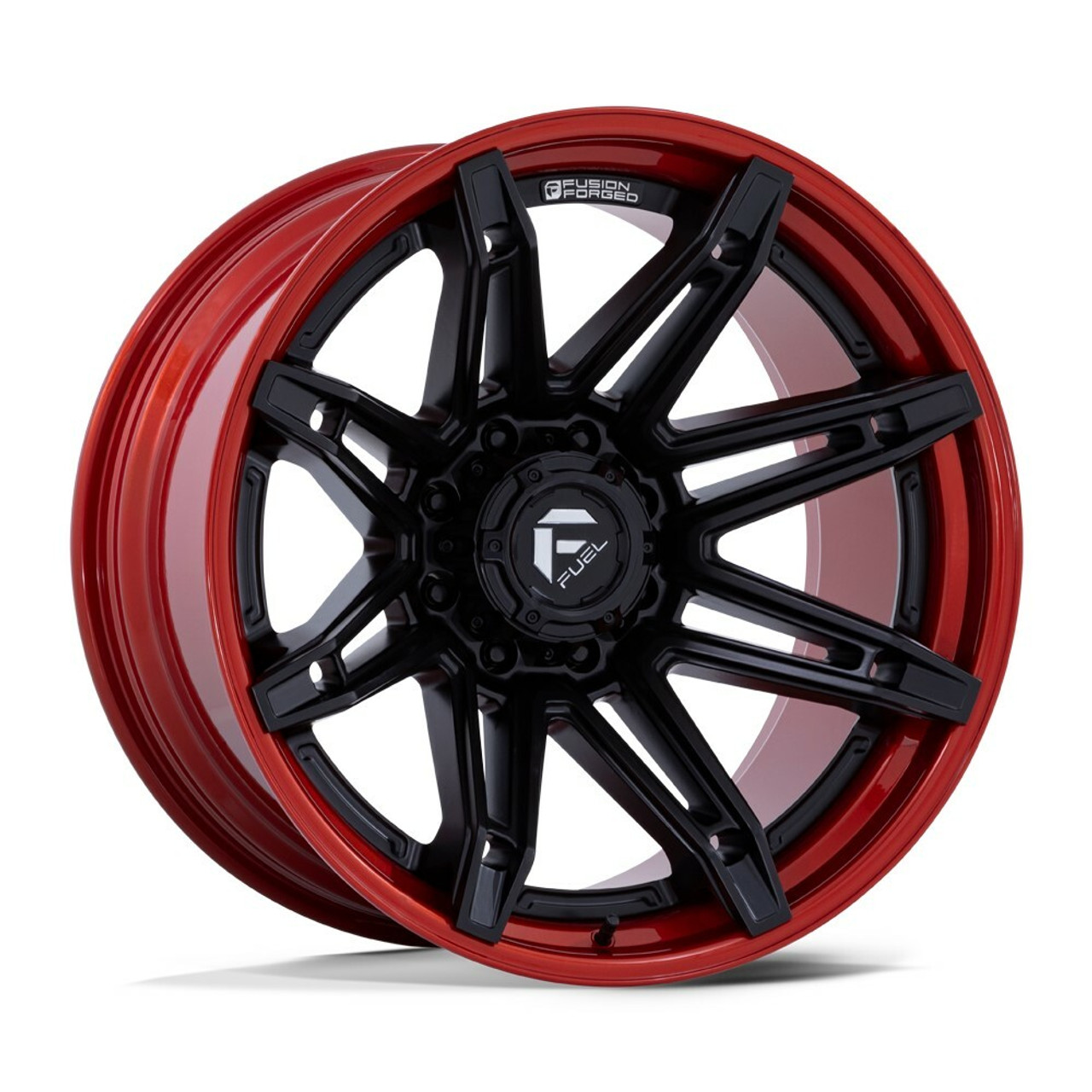 Fuel FC401 Brawl 20x10 6x5.5 Matte Black Candy Red Lip 20" -18mm Lifted Wheel