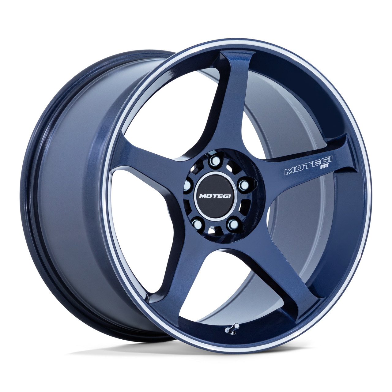 18" Motegi MR159 Battle V Obsidian Blue Machined Lip Stripe 18x9.5 5x4.5 38mm