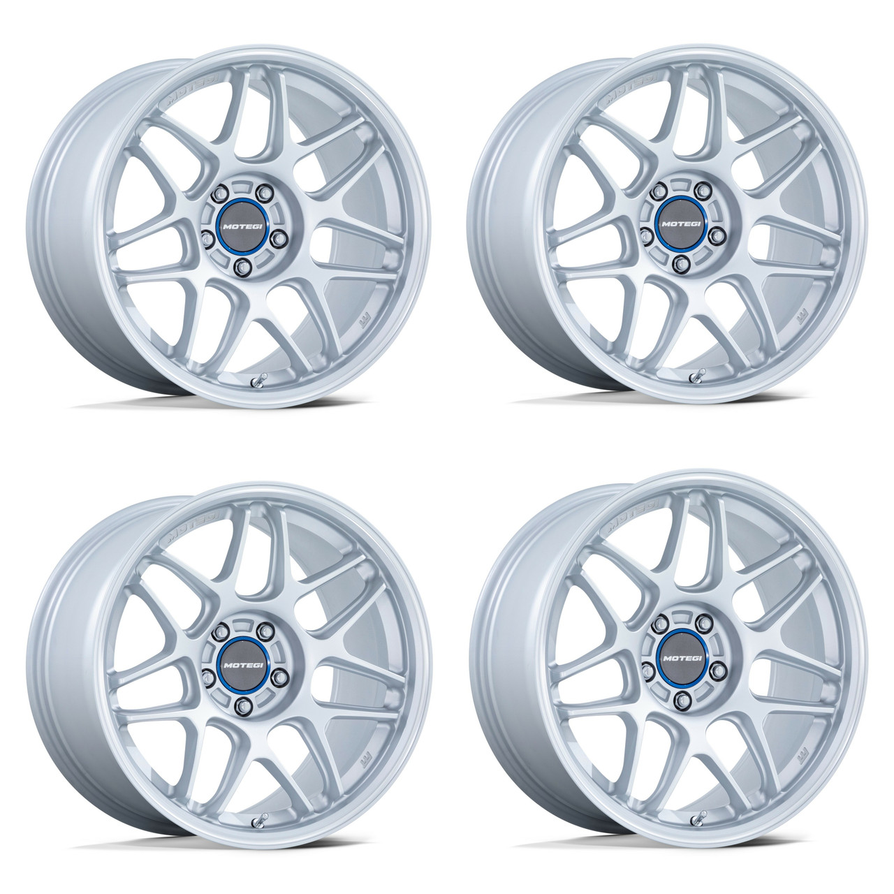 Set 4 18" Motegi MR158 Tsubaki Hyper Silver Machined Lip 18x9.5 5x100 40mm Rims