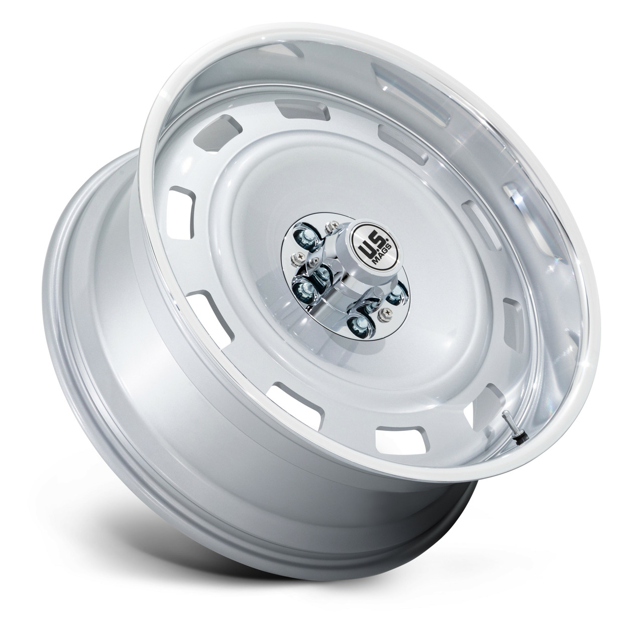 Set 4 20" US Mag 1PC UC143 Scottsdale Silver Diamond Cut Lip 20x10 5x5 06mm Rims