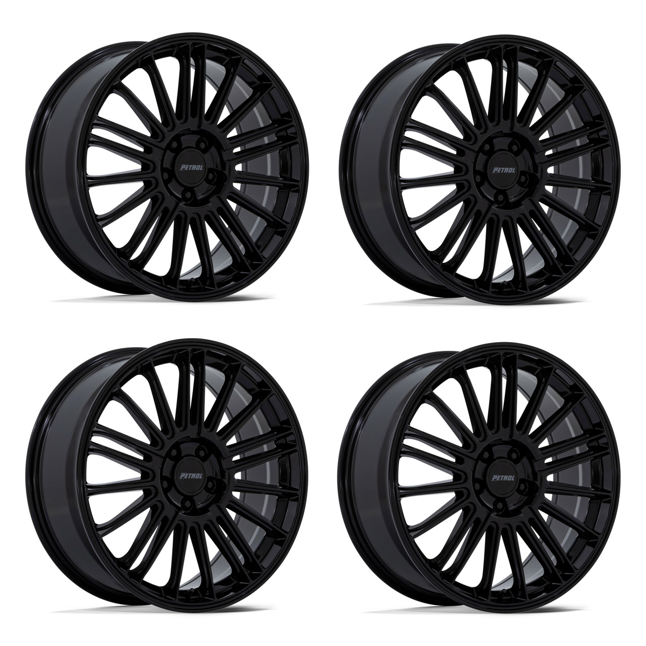 Set 4 20" Petrol PE001 P1D Gloss Black 20x8.5 Wheels 5x112 40mm Rims