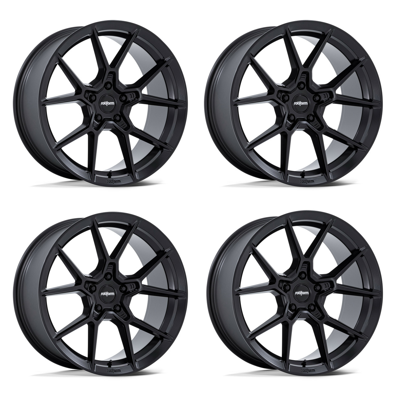 Set 4 20" Rotiform RC199 KPR Satin Black 20x9 Wheels 5x120 38mm Rims