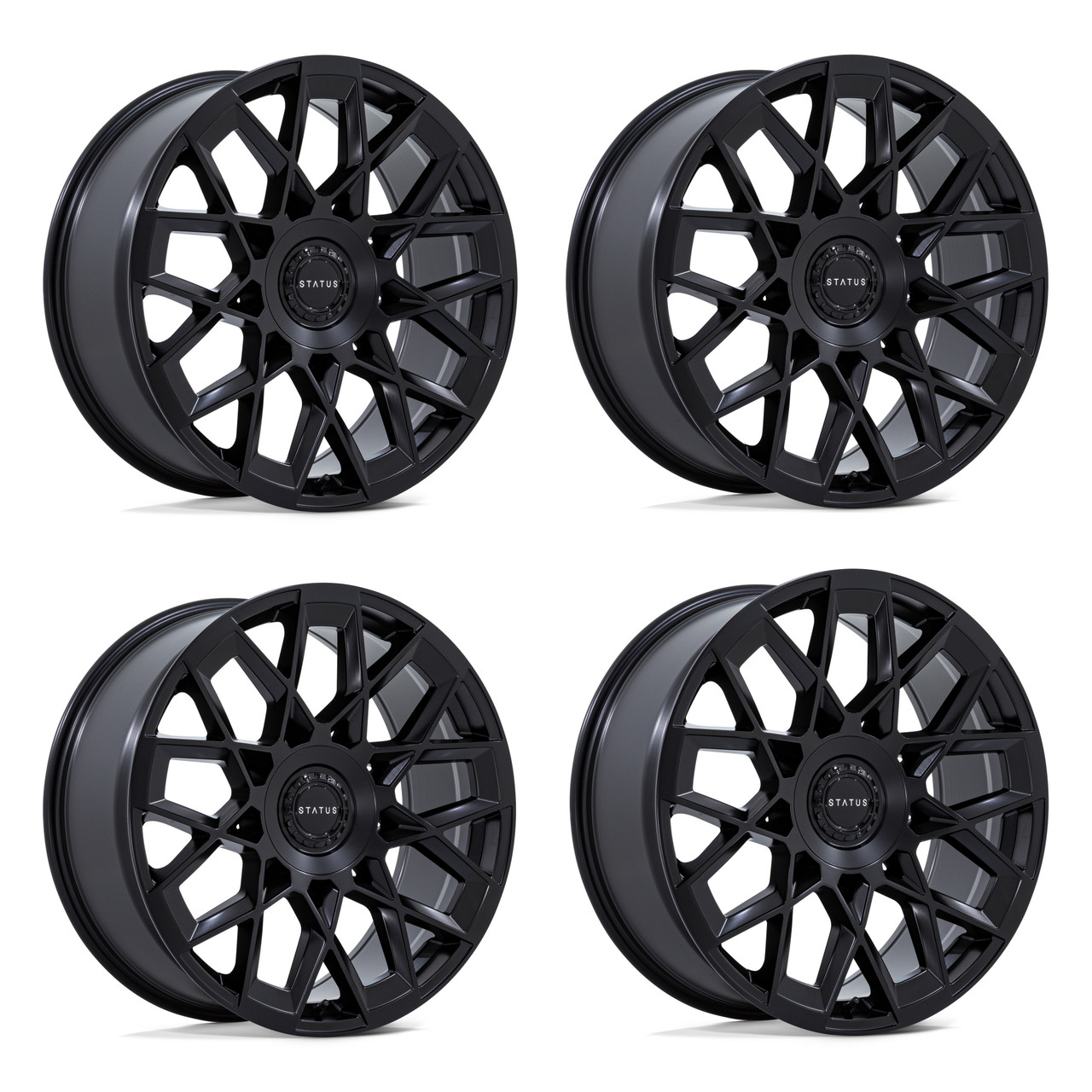 Set 4 24" Status St005 Matrix Matte Black 24x10 Wheels 5x120 5x130 35mm Rims