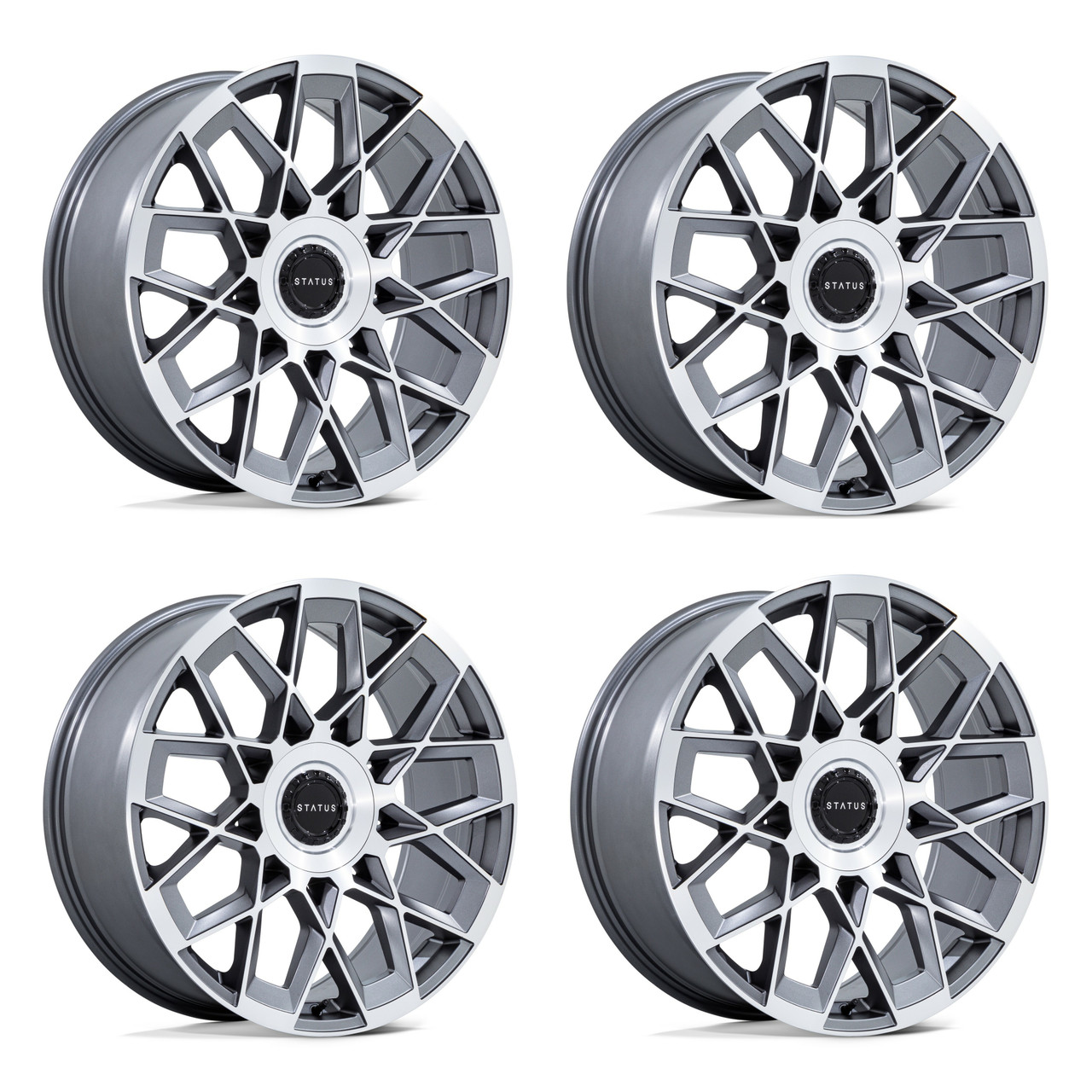 Set 4 24" Status ST005 Matrix Anthracite Mirror 24x10 Wheels 5x112 5x120 20mm