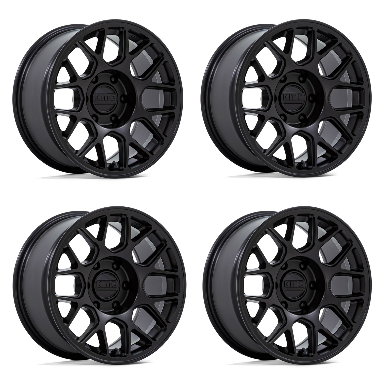 Set 4 17" KMC KM730 Hatchet Matte Black 17x8.5 Wheels 6x120 25mm For Chevy GMC