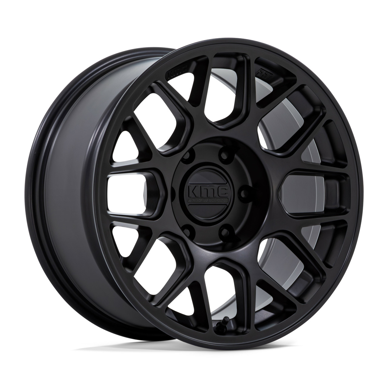 17" KMC KM730 Hatchet Matte Black 17x8.5 Wheel 5x5 -10mm Lifted For Jeep Truck