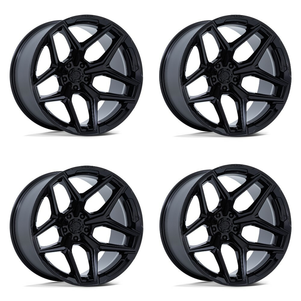Set 4 22" Fuel 1PC Flux 22x10 8x170 -18mm Gloss Black Wheels Lifted For Ford Rim