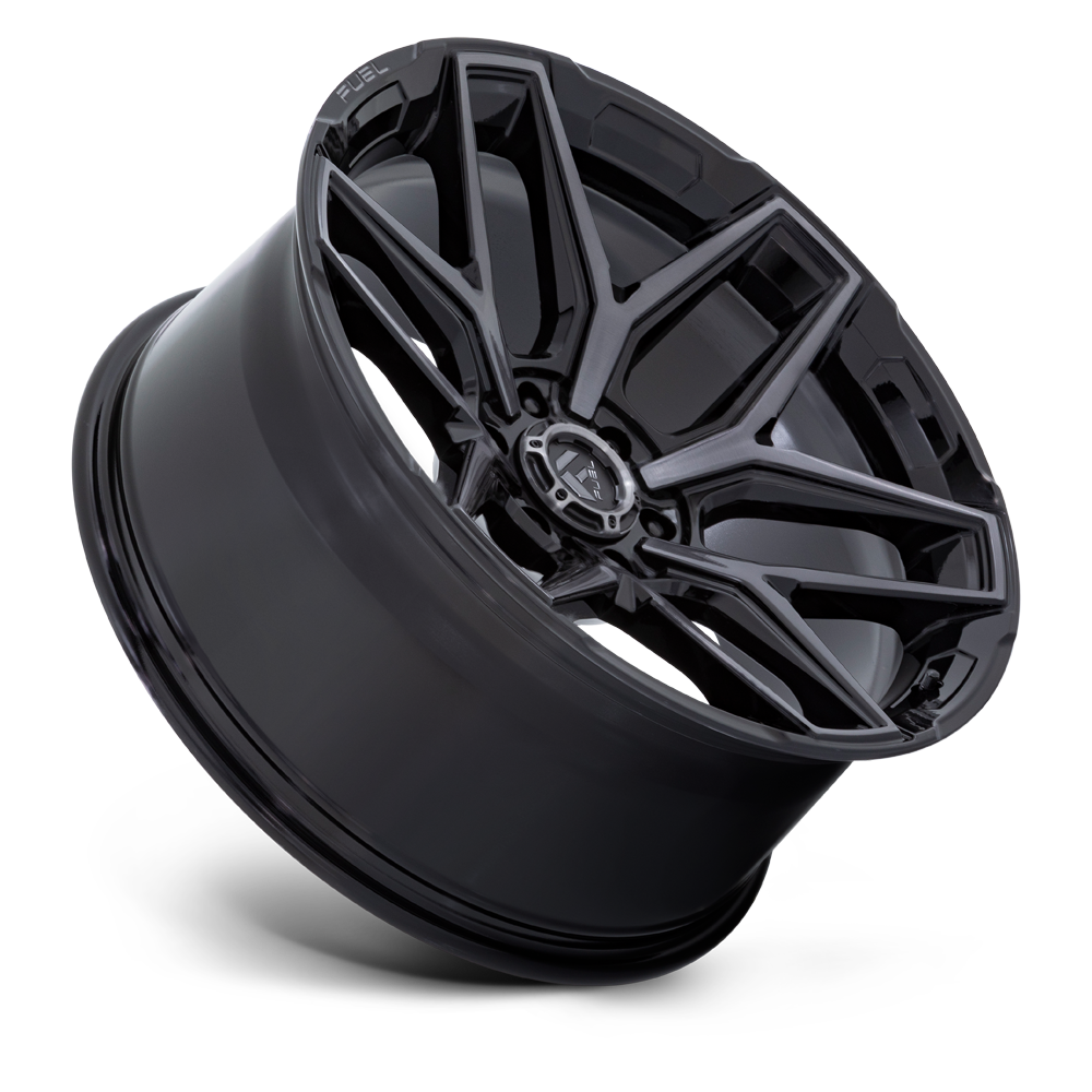 Set 4 22" Fuel Flux 22x10 8x180 -18mm Gloss Black Brushed Face Gray Tint Wheels
