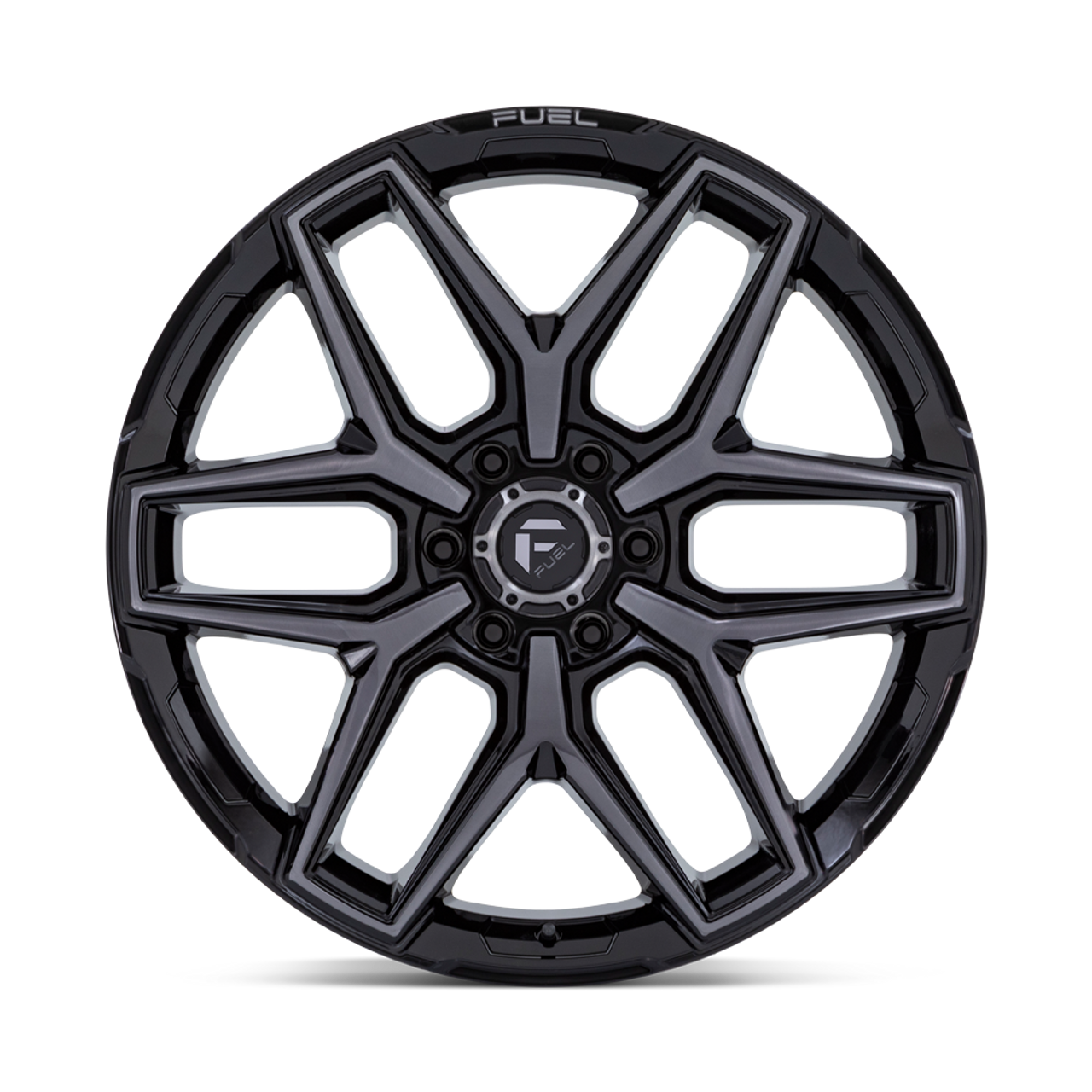 20" Fuel 1PC Flux Gloss Black Brushed Face Gray Tint 20x9 Wheel 8x6.5 01mm Rim