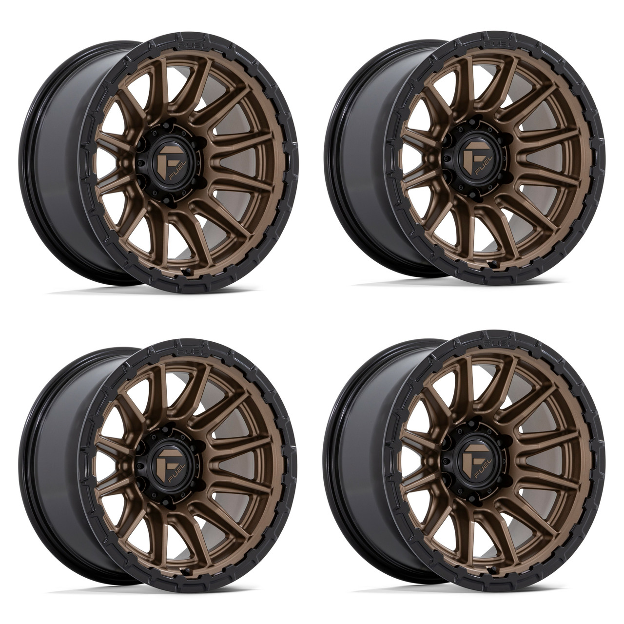 Set 4 Fuel FC866 Piston 22x10 6x5.5 Matte Bronze Gloss Black Wheels 22" -18mm
