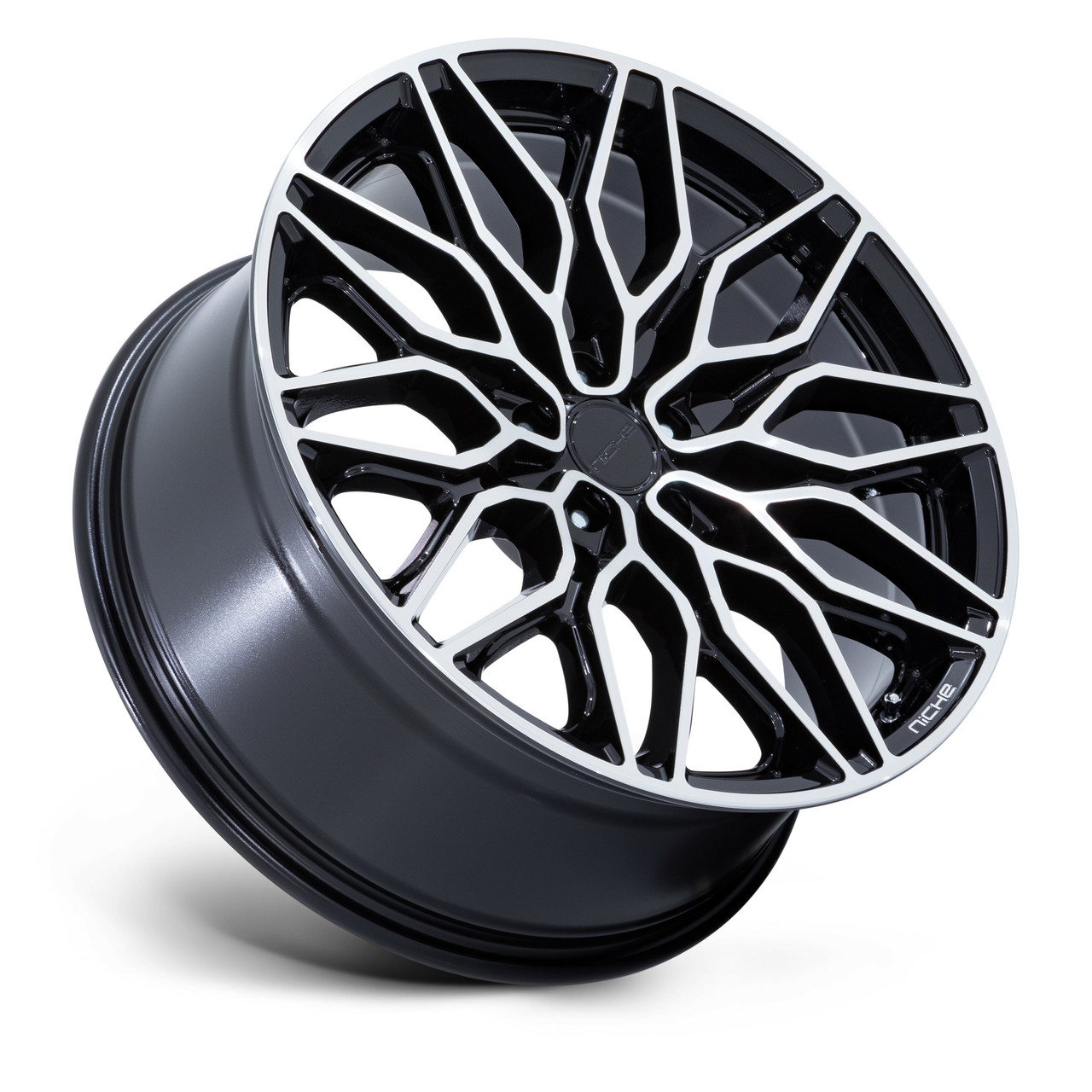 Set 4 20" Niche 1PC NC277 Calabria 5 Gloss Black Machined 20x10.5 5x112 38mm