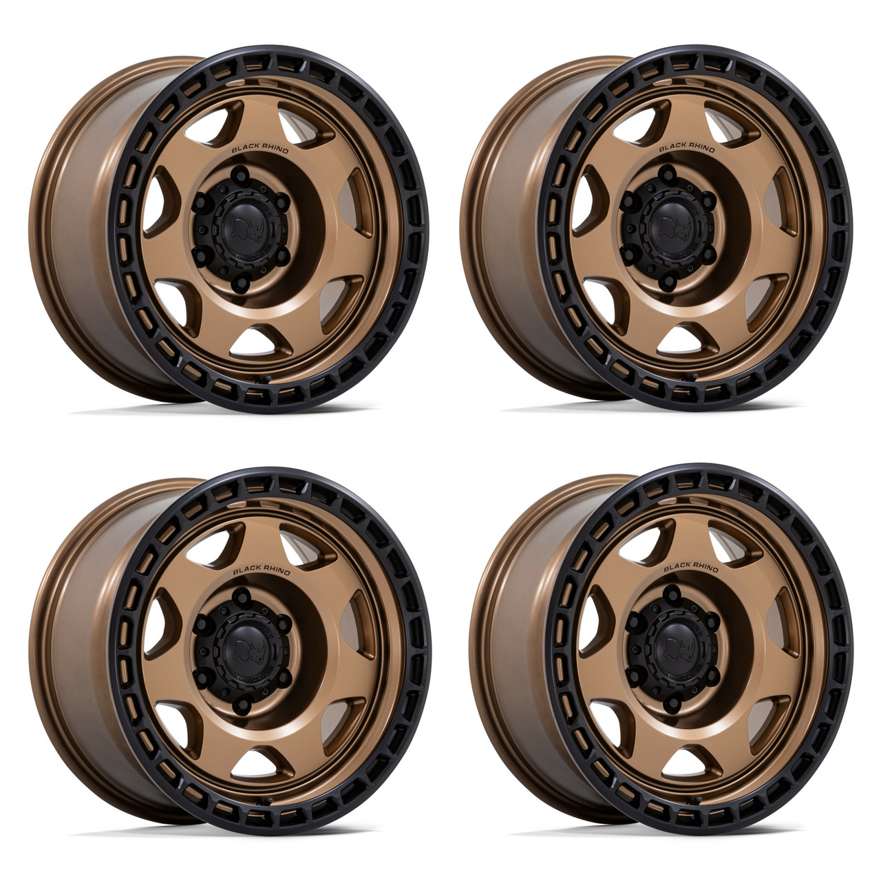 Set 4 17" Black Rhino BR018 Voyager Bronze Matte Black Lip 17x8.5 6x135 0mm Rims