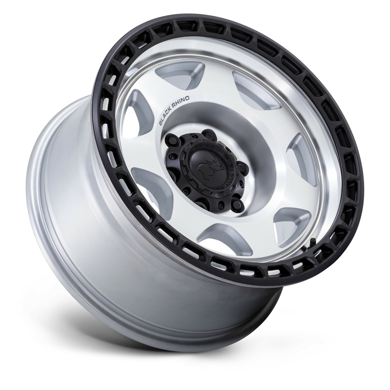 Set 4 17" Black Rhino BR018 Voyager Silver Machined Black Lip 17x8.5 6x5.5 -10mm