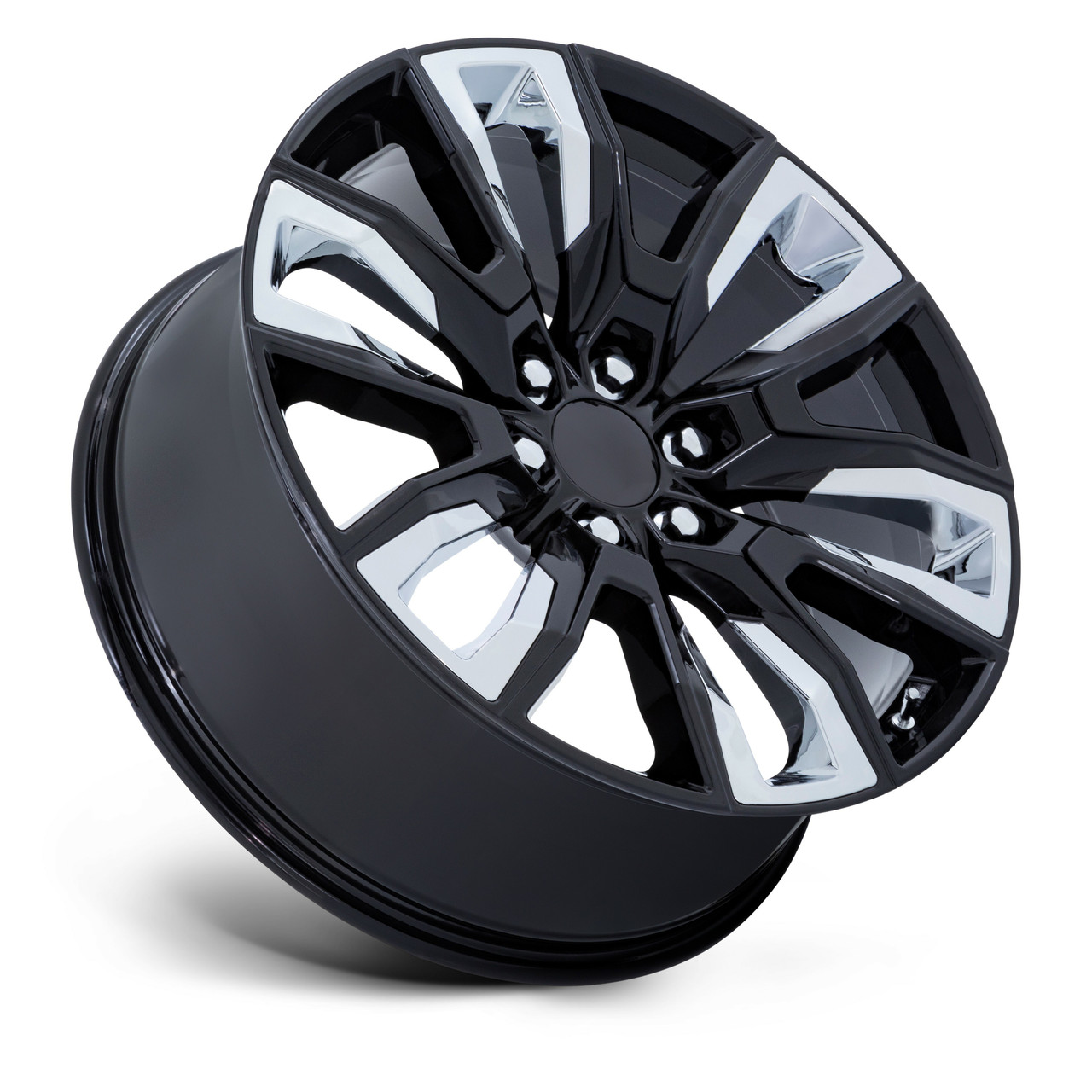 24" Performance Replicas PR225 Gloss Black Chrome Accents 24x10 Wheel 6x5.5 31mm