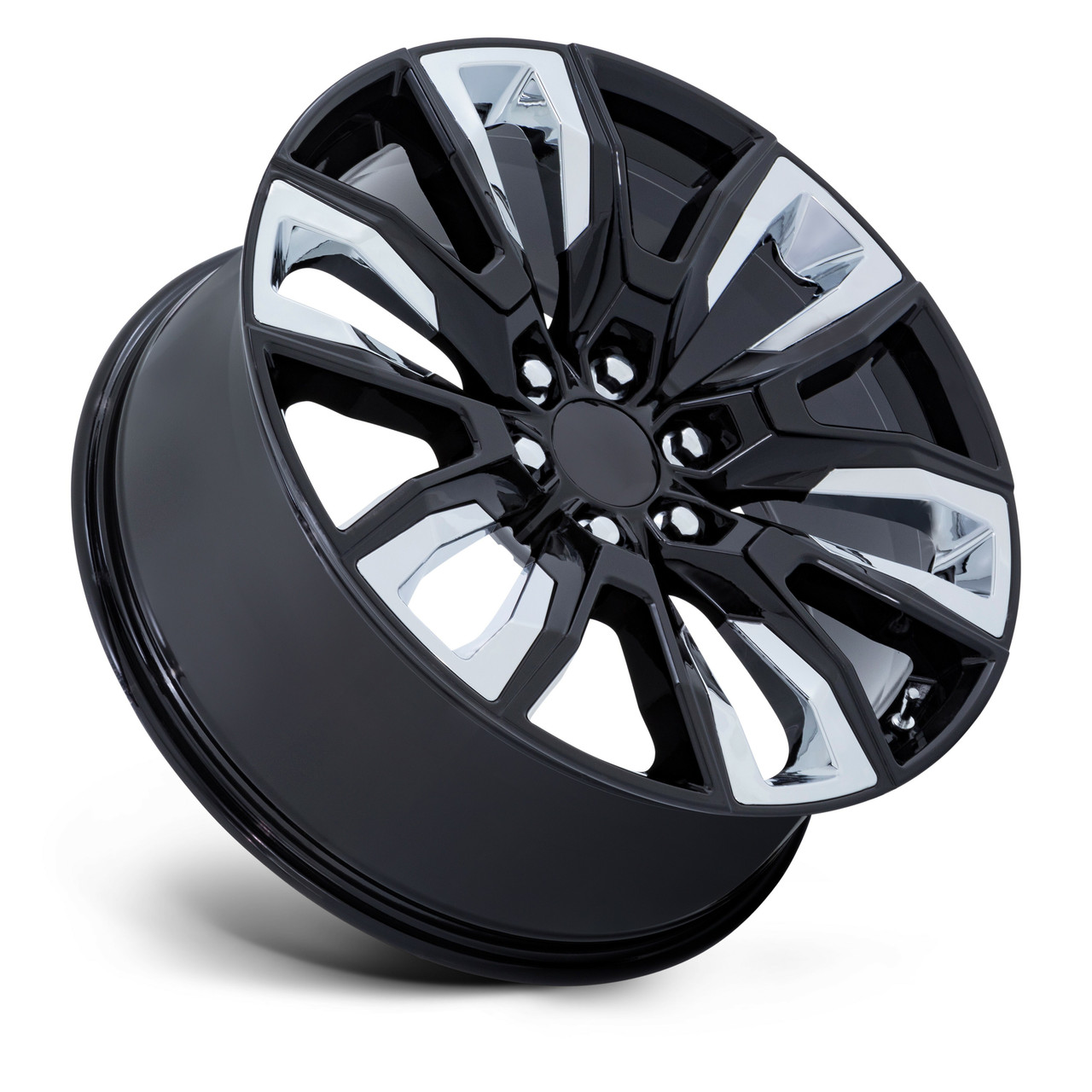 Set 4 24" Performance Replicas PR225 Gloss Black Chrome Accents 24x10 6x5.5 31mm