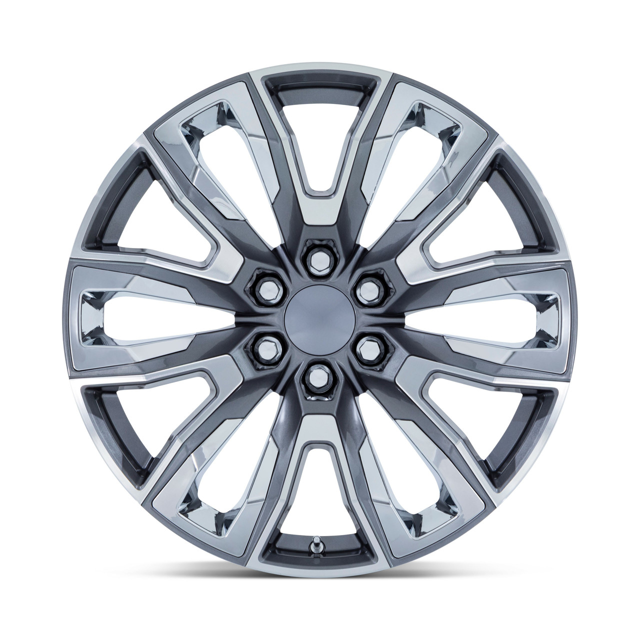 24" Performance Replicas PR225 Gunmetal Machined Chrome Accents 24x10 6x5.5 31mm