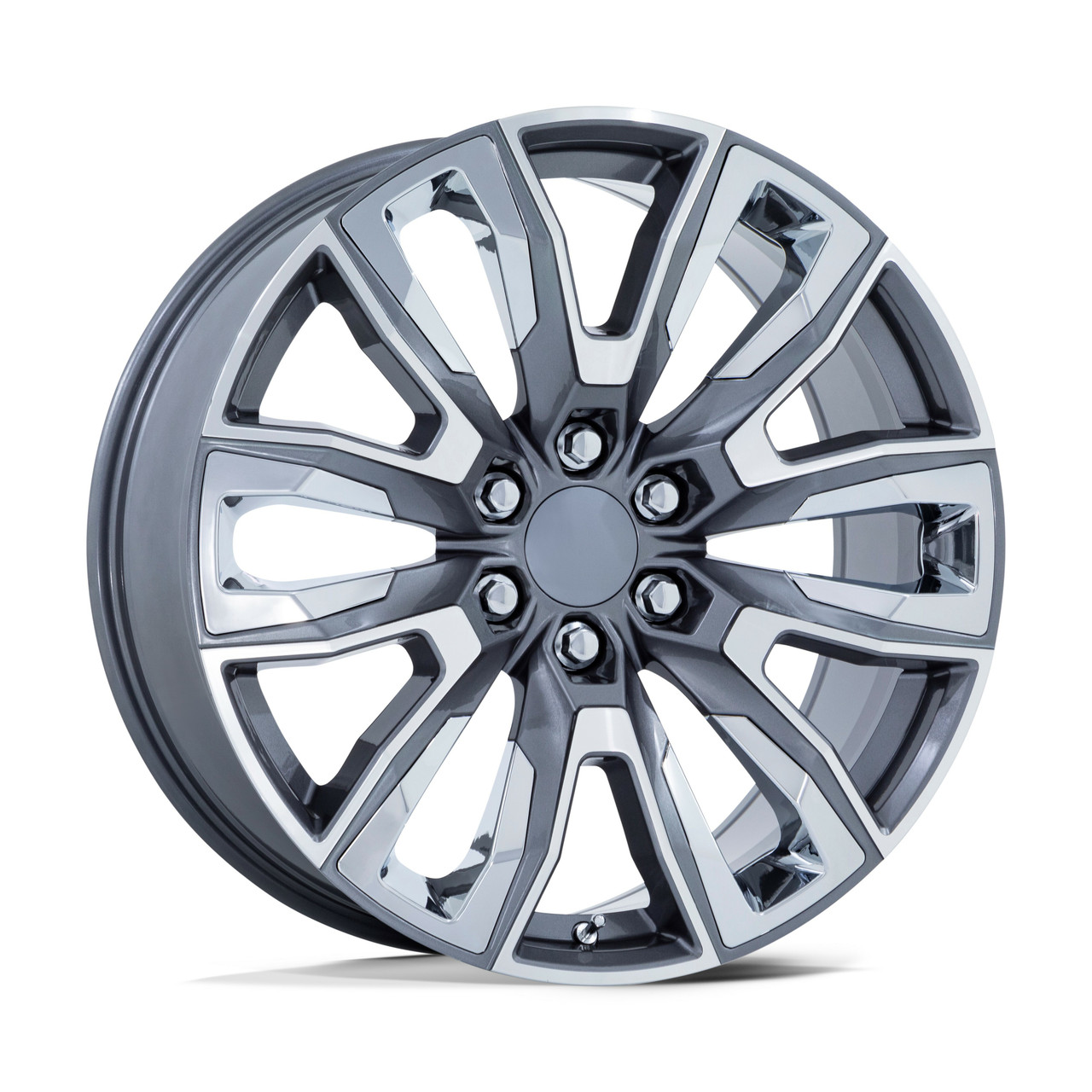 22" Performance Replicas PR225 Gunmetal Machined Chrome Accents 22x9 6x5.5 28mm