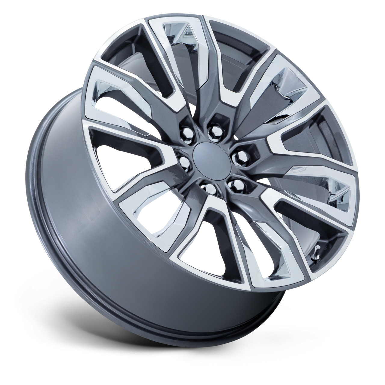 22" Performance Replicas PR225 Gunmetal Machined Chrome Accents 22x9 6x5.5 28mm