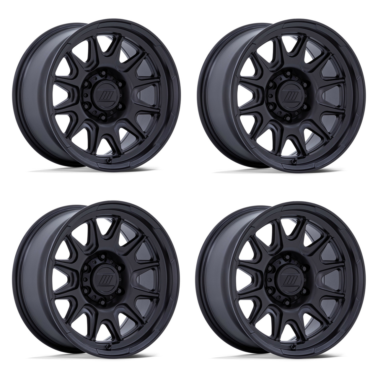 Set 4 17" Pro Comp PA200 Pulse Matte Black 17x8 Wheels 5x4.5 20mm Truck Rims