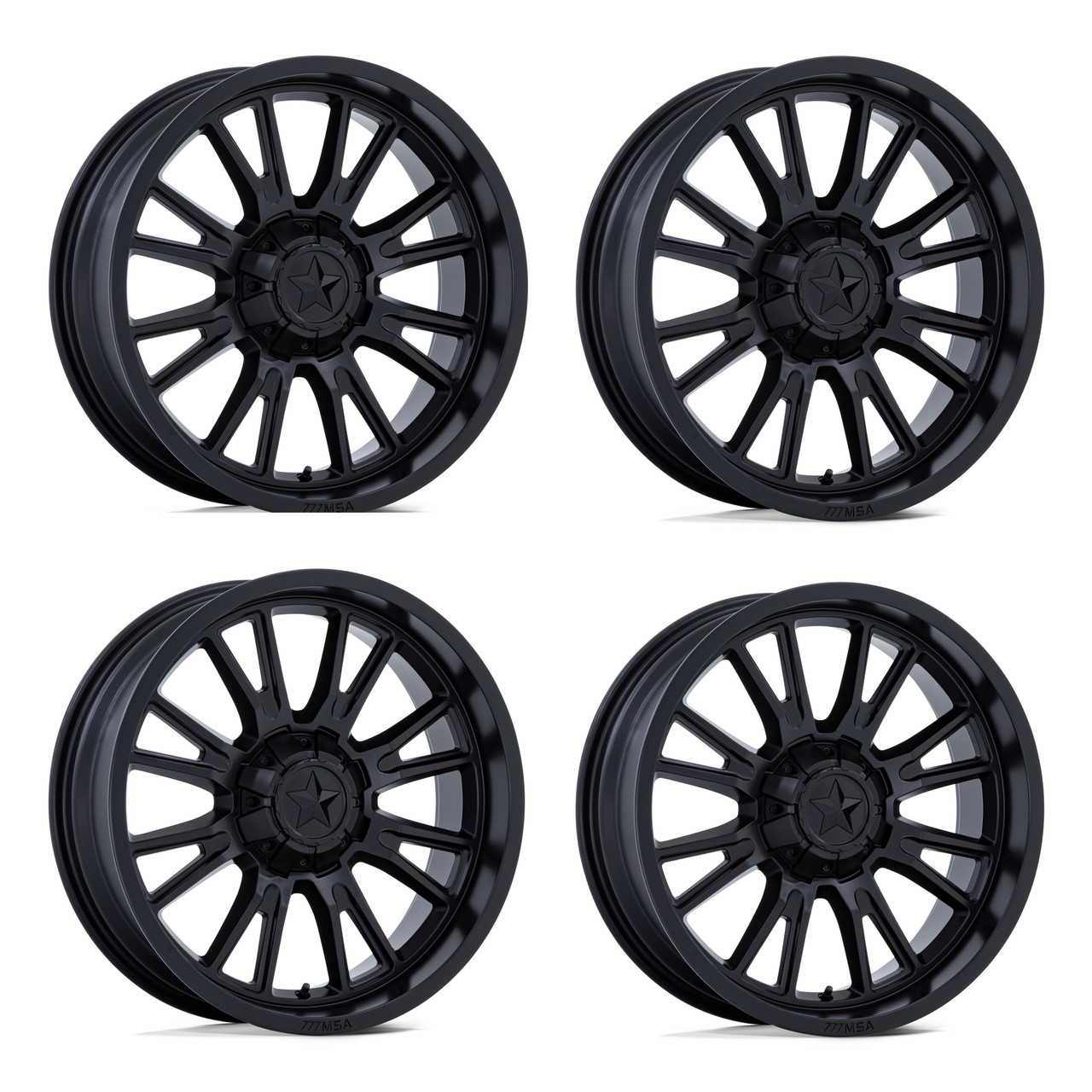 Set 4 15" MSA Offroad Wheels M51 Thunderlips Matte Black 15x7 Wheels 5x4.5 10mm