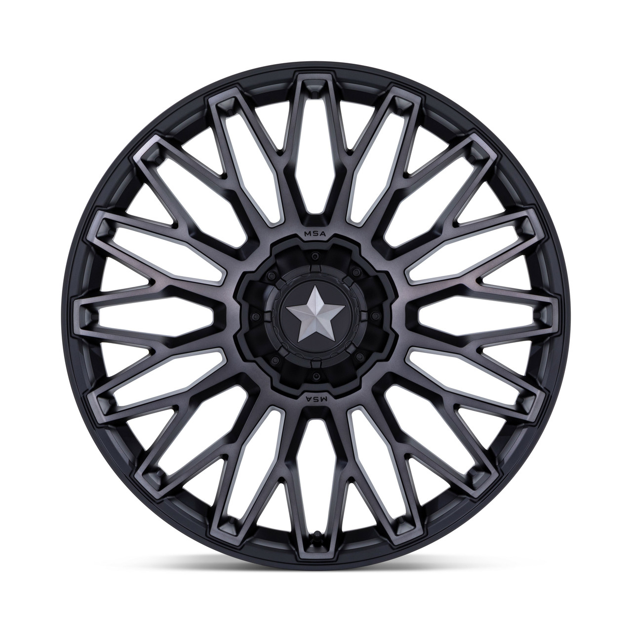 Set 4 24" MSA Offroad Wheels M50 Clubber Matte Black DDT 24x7 4x137 4x156 0mm