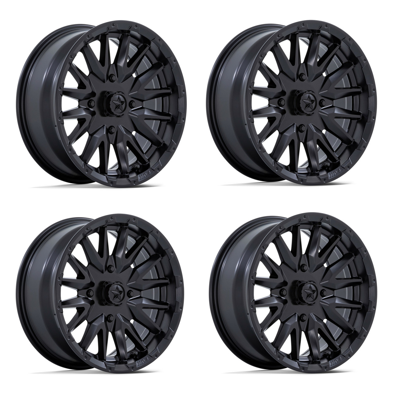 Set 4 24" MSA Offroad Wheels M49 Creed Matte Black 24x7 Wheels 4x137 0mm Rims