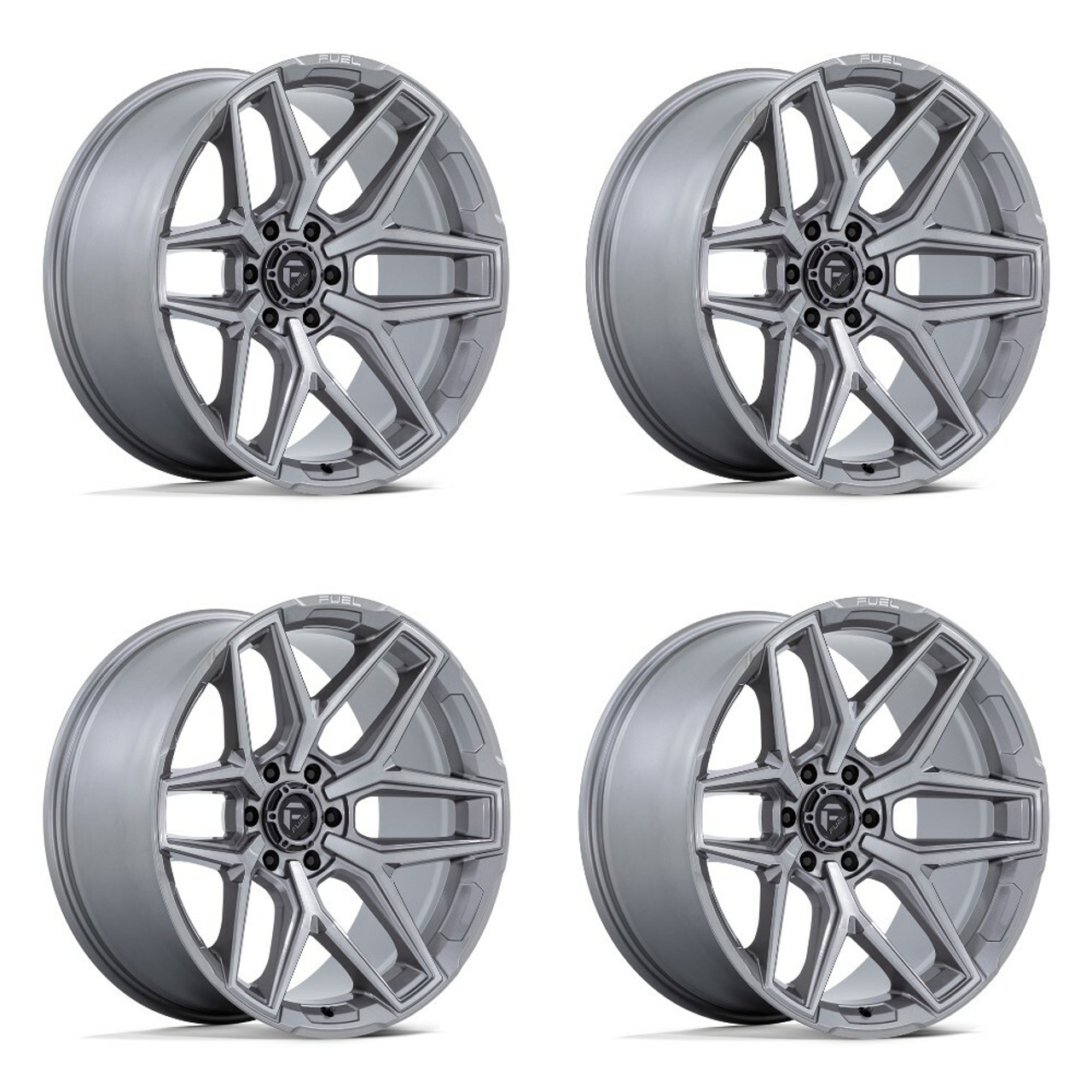 Set 4 22" Fuel 1PC Flux Platinum 22x10 Wheels 8x180 -18mm Lifted For Chevy GMC