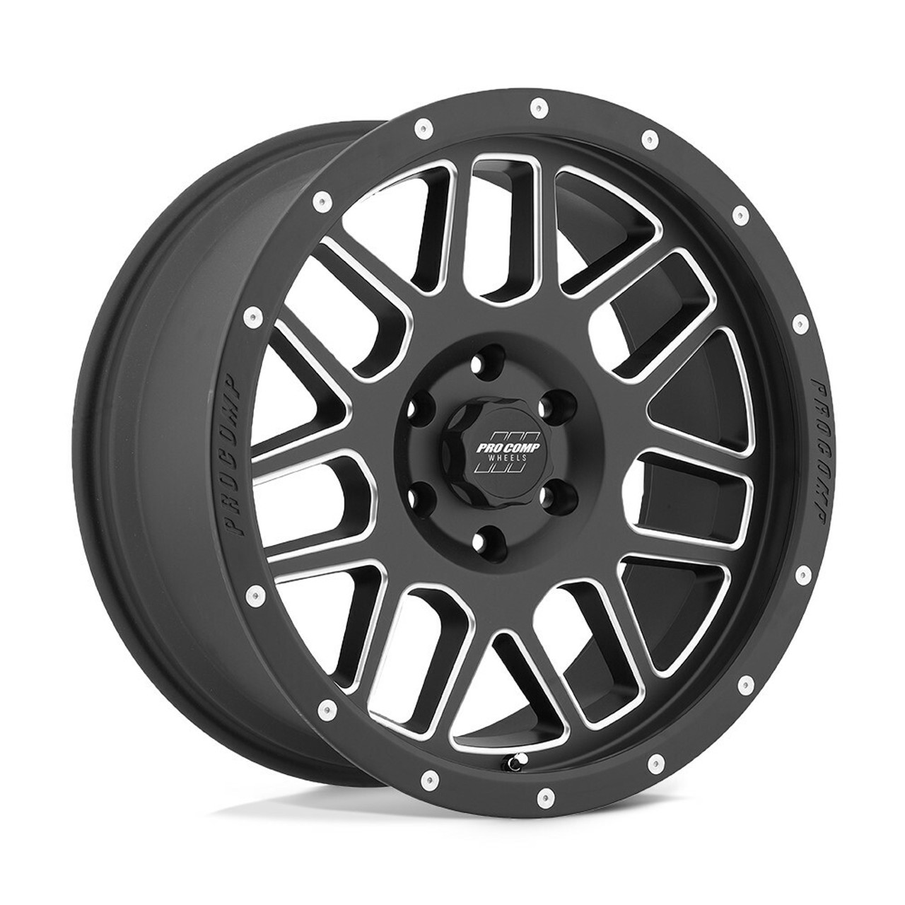 20" Pro Comp PA40 Vertigo Satin Black Milled 20x9 Wheel 6x5.5 -12mm Lifted Rim