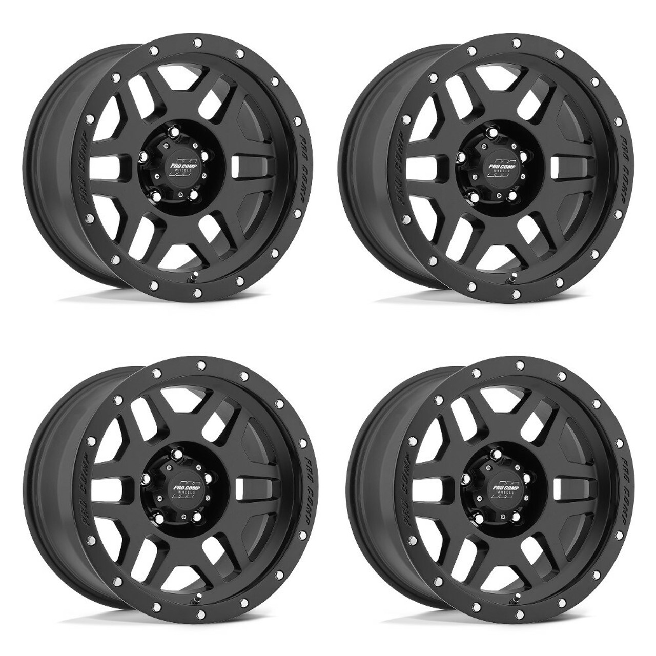 Set 4 20" Pro Comp Pa41 Phaser Satin Black 20x9 Wheels 5x5.5 6mm Truck Rims