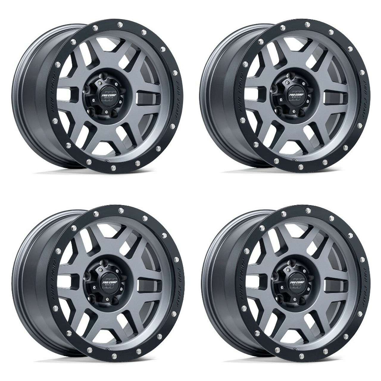 Set 4 Pro Comp PA41 Phaser 17x9 6x5.5 Matte Graphite With Black Wheels 17" -6mm