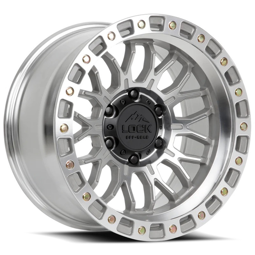 Set 4 17" Lock Offroad Combat Machine Clear Coat 17x9 Wheels 6x5.5 1mm Rims
